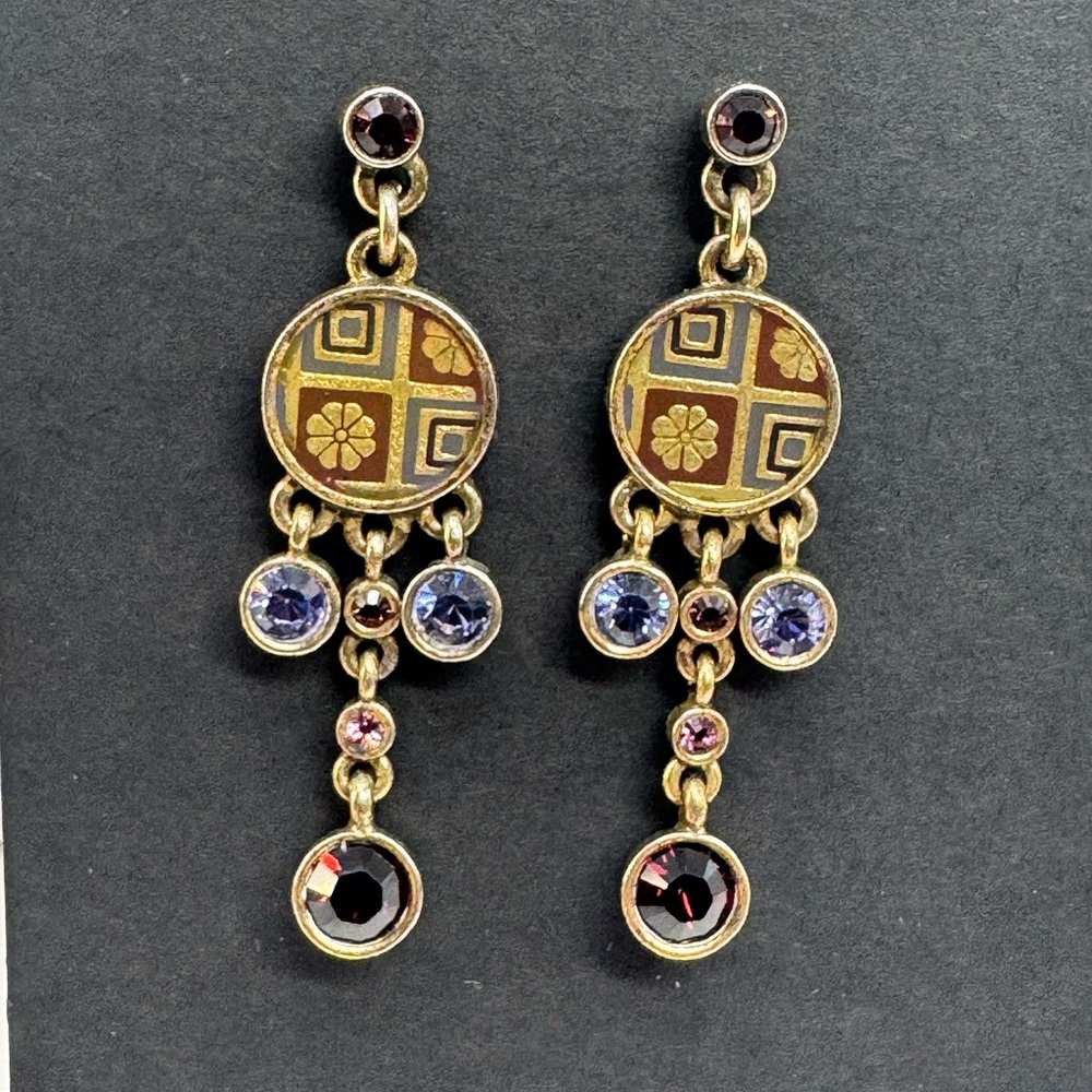 Pilgrim antiqued Gold and crystal Dangle Earrings